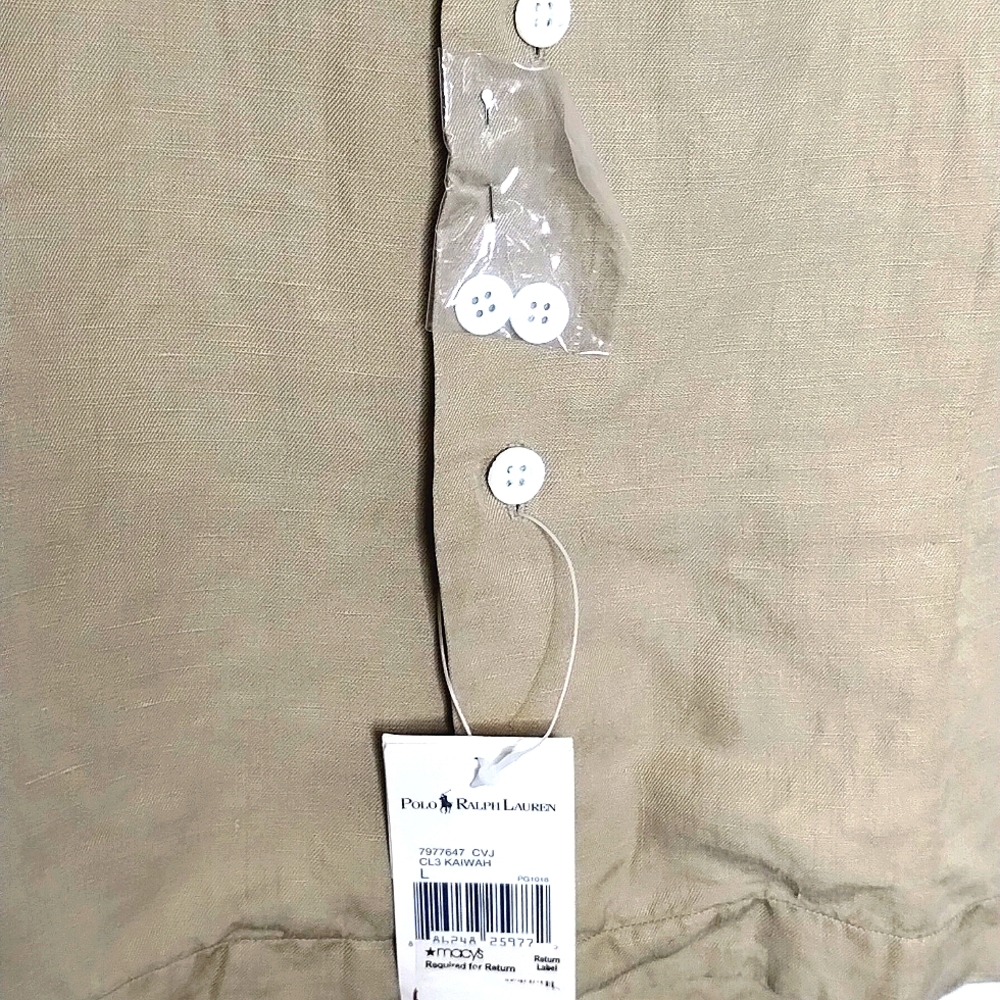 NWT Polo Ralph Lauren Camp Shirt Linen Silk Men's Size L NOS - Picture 4 of 9